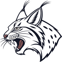 Obraz premium Fierce bobcat head illustration growling side view design