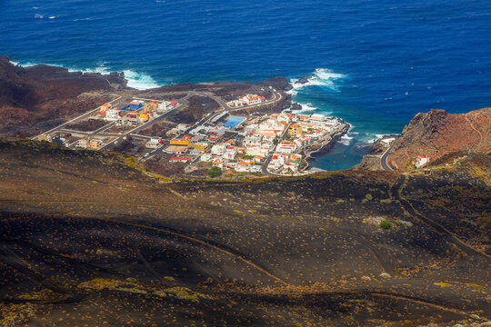 Scenic volcanic landscape near Tamaduste village on the coast of El Hierro, Canary Islands, Spain, Europe	