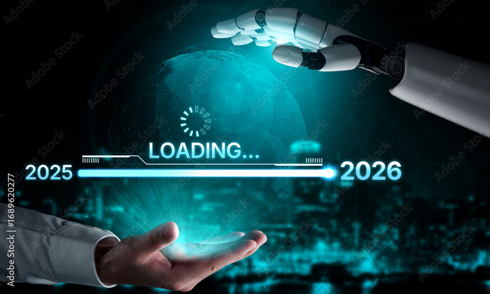 Poster ai visualizes the transition from 2025 to 2026 using smart progress tracking, predictive goal-settin