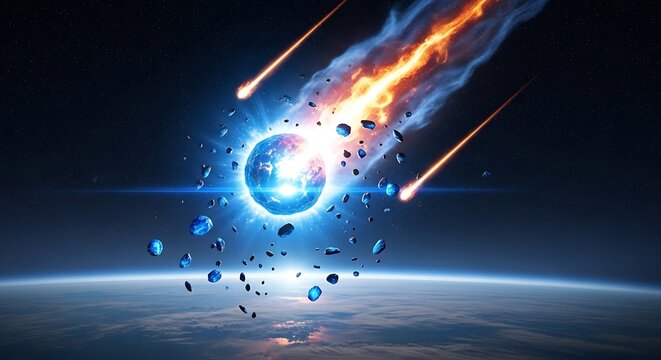 Asteroid Impacting Earth. (1)