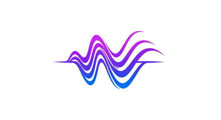 Abstract graphic of curved lines in a wave pattern, transitioning from blue to purple on a white background.