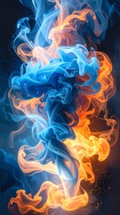 Colorful smoke swirls intertwining in a dark background