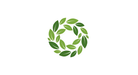 Circular wreath arrangement of green leaves, creating a natural, organic design with a central open space.