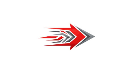 A stylized arrow pointing right, with a speed effect, rendered in red, gray, and white against a plain white background.