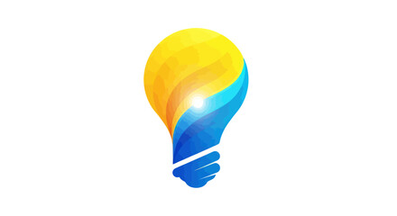 Stylized lightbulb illustration with yellow and blue gradients, suggesting innovation, ideas, and creative solutions on a white background.