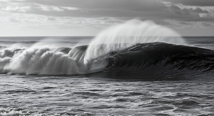Monochromatic majesty ocean waves creating a captivating and dramatic seascape photography