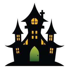 Spooky Haunted House Halloween Illustration