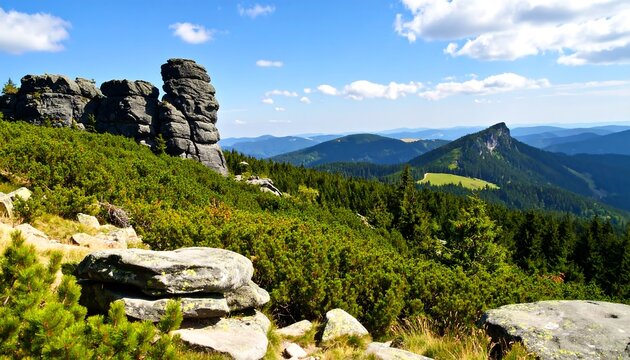 Mountain landscape with rock formations