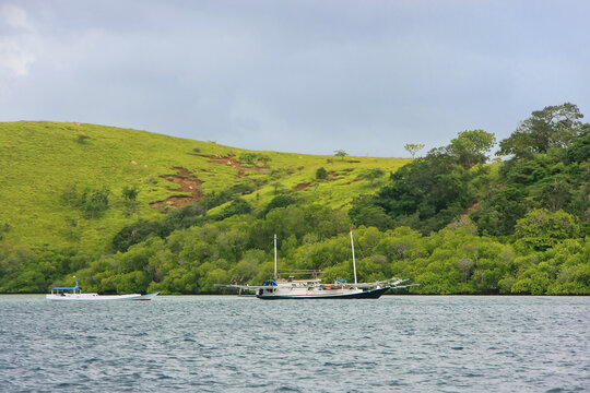Coastline of Rinca Island in Komodo National Park, Nusa Tenggara, Indonesia