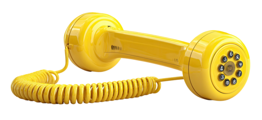 Retro yellow corded telephone