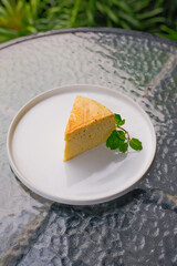 Enjoy delicious chiffon cake with fresh mint garnish perfect for a summer picnic or afternoon tea