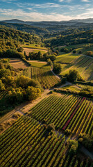 Landscape photography of vineyards at dawn