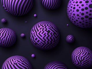 Abstract Purple Spheres with Geometric Patterns Background
