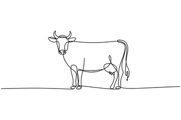 Continuous Line Drawing of a Cow – Farm and Agriculture Illustration