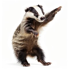 Fototapeta premium Happy smiling dancing badger wildlife animal mammal.