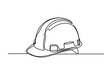 Continuous Line Drawing of a Hard Hat – Construction Safety Illustration