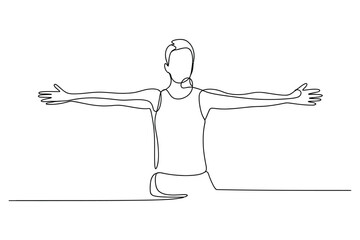 Continuous Line Sketch of a Person Stretching – Flexibility and Exercise Graphic