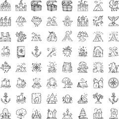 Fantasy and Surreal Outline Icon Set – 50+ Creative Vector Icons Collection