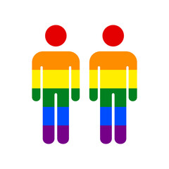 Gay couple icons with LGBT Rainbow flag colors.Vector illustration.