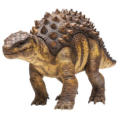 Obraz premium Prehistoric Armored Creature: A detailed and realistic illustration of a majestic Ankylosaurus, showcasing its heavily armored body, imposing size, and formidable presence.