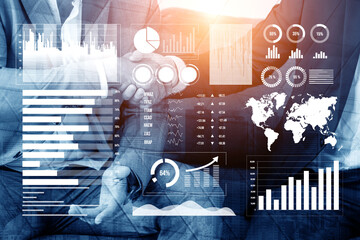 A close-up of a business handshake overlaid with digital data graphics and charts, symbolizing growth, collaboration, and strategic partnership in a professional setting. Impute