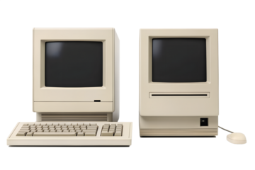 Vintage Computers Retro Desktop CRT Monitors and Keyboards