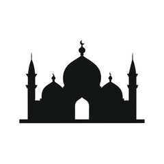 Minimal Flat Mosque Silhouette Illustration  