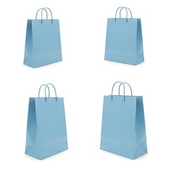 Premium Light blue shopping bag isolated on white, different sides  Free Download