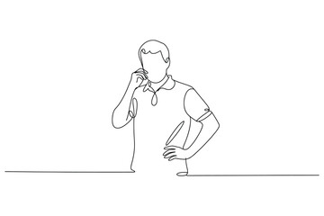 Minimal man communication mobile phone sketch illustration