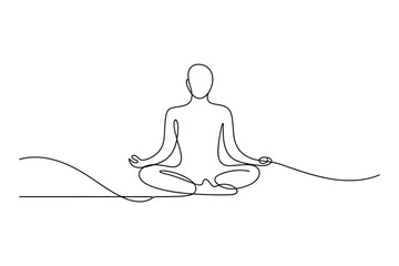 Continuous one line drawing of  yoga and meditation