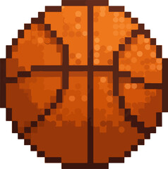 Fototapeta premium Isolated pixel art basketball, a digital graphic of a sports ball with a classic 8-bit retro video game aesthetic