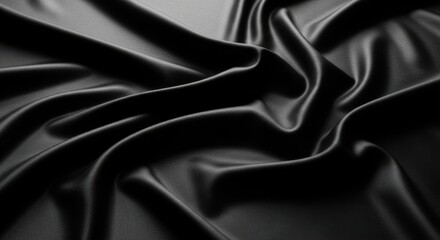 Fototapeta premium Close Up Abstract Detail of Luxurious Black Velvet Fabric Folds and Texture