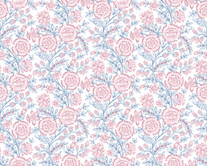 watercolor floral pattern, watercolor Jacobean print, boho print