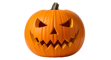 Fototapeta premium A carved halloween pumpkin with a scary face, isolated on transparent background
