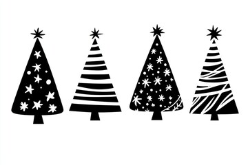 Fototapeta premium Christmas trees christmas black white.