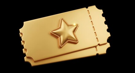 Golden tickets with star design symbolize luxury and exclusivity for events and entertainment experiences