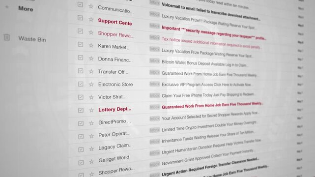 Phishing cybersecurity concept inbox filled with phishing emails spam alerts 1