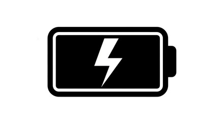 Battery icon displaying low charge status with lightning bolt symbol indicating need for charging