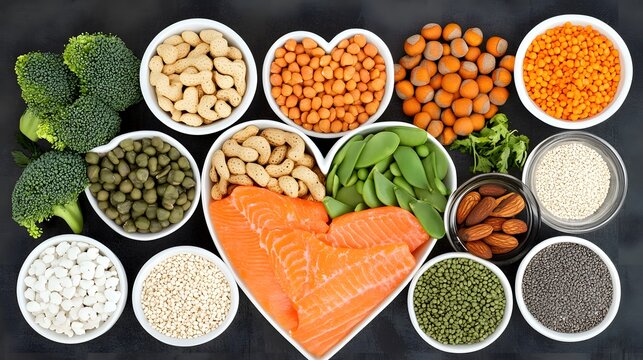 Heart Healthy Foods Salmon Lentils Nuts Quinoa Broccoli Diet Superfoods