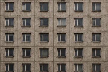 Full Frame of Soviet Apartment Block Facade