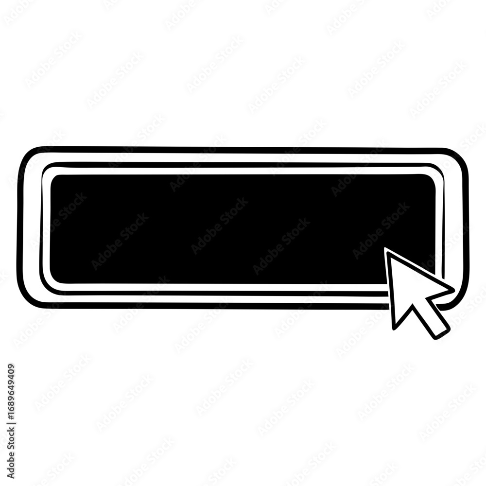 Leinwandbilder stylized black rectangular button with a white mouse cursor pointing to it on a white background