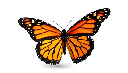 Fototapeta premium Vibrant monarch butterfly against white