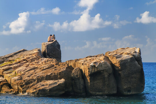 Rock formation in Anse La Roche Bay on Carriacou Island, Grenada.