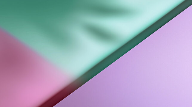 Minimalist flat lay: open pastel palette at bottom corner, background mostly green and purple gradient for overlay.