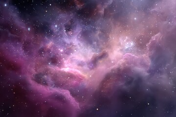 Obraz premium Nebula in soft gradients presents a celestial wonderland where stars are born amid swirling gases and vibrant colors in the vastness of space