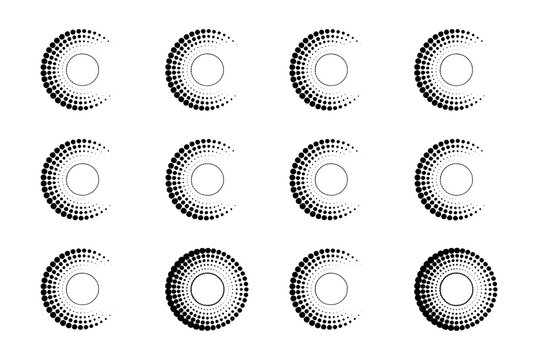Dynamic halftone circles create visually striking pattern for modern backgrounds or abstract design elements