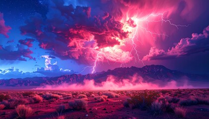 Fototapeta premium Dramatic storm over a desert landscape
