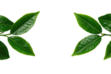Fototapeta premium Two symmetrical sprigs of vibrant green leaves