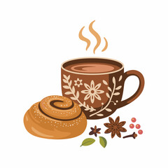 Obraz premium Chai Bun and Spice Icon Set