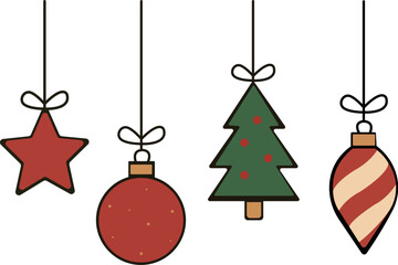 set of christmas ornaments for decoration